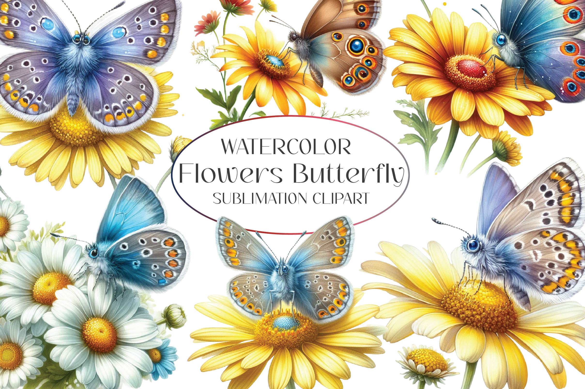 Flowers Butterfly Clipart Bundle - CraftNest - Digital Crafting and Art
