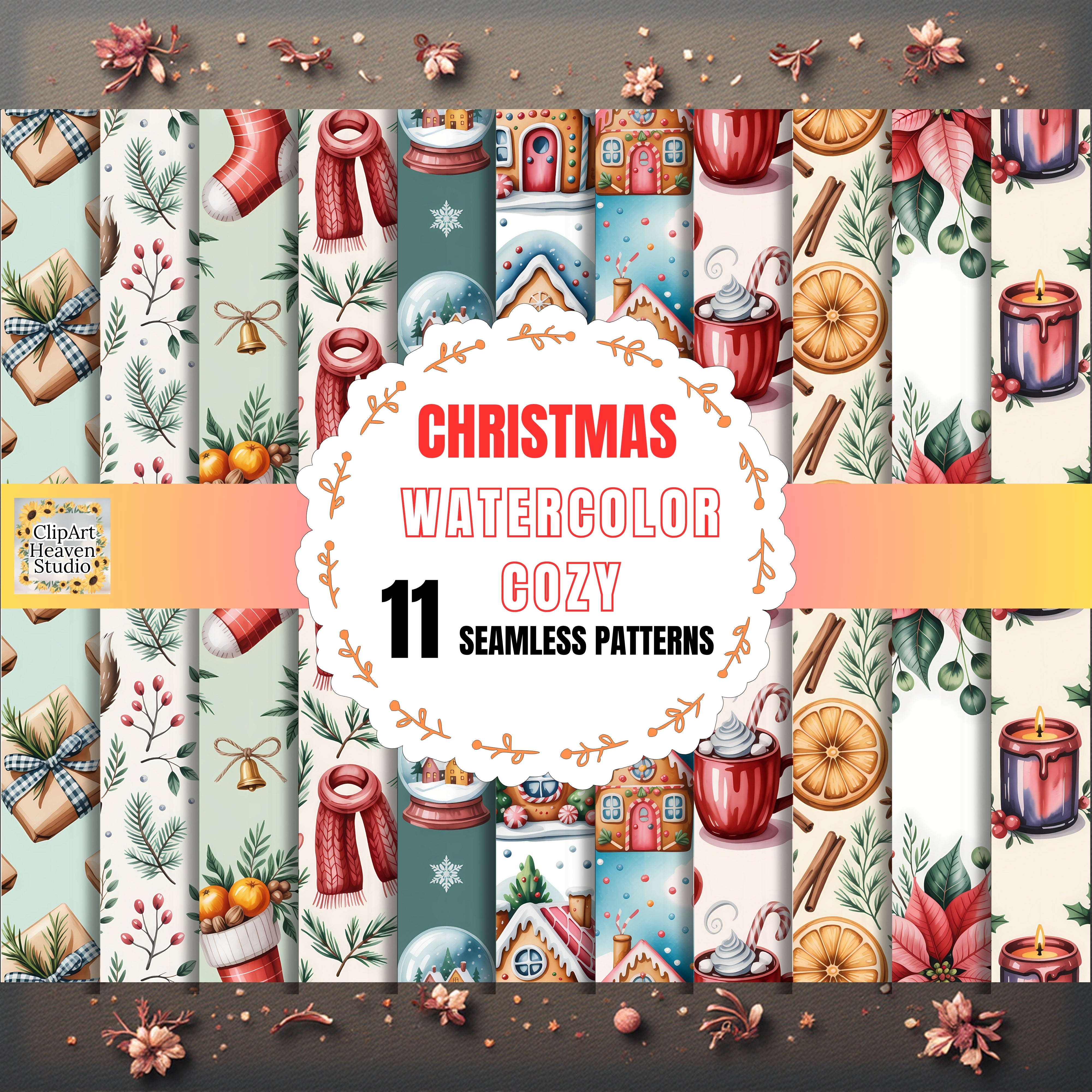 Christmas Cozy Digital Paper Clipart Bundle