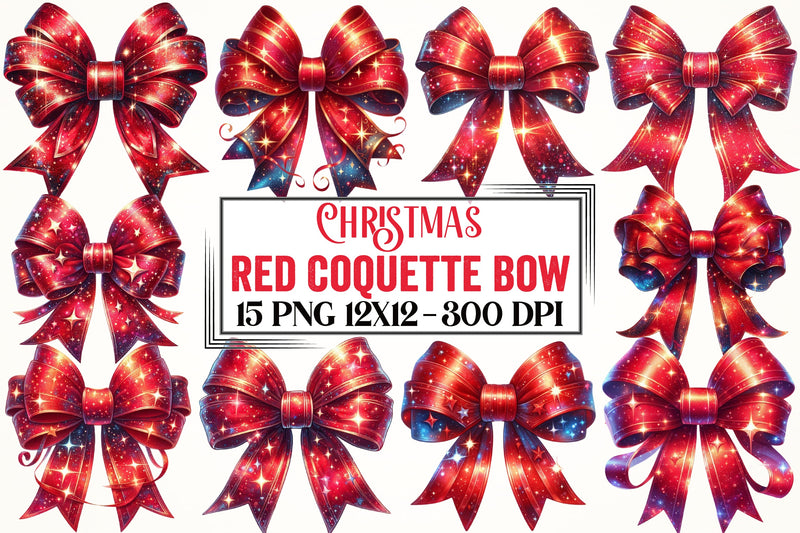 Christmas Red Coquette Bow Clipart Bundle - CraftNest - Digital Crafting and Art