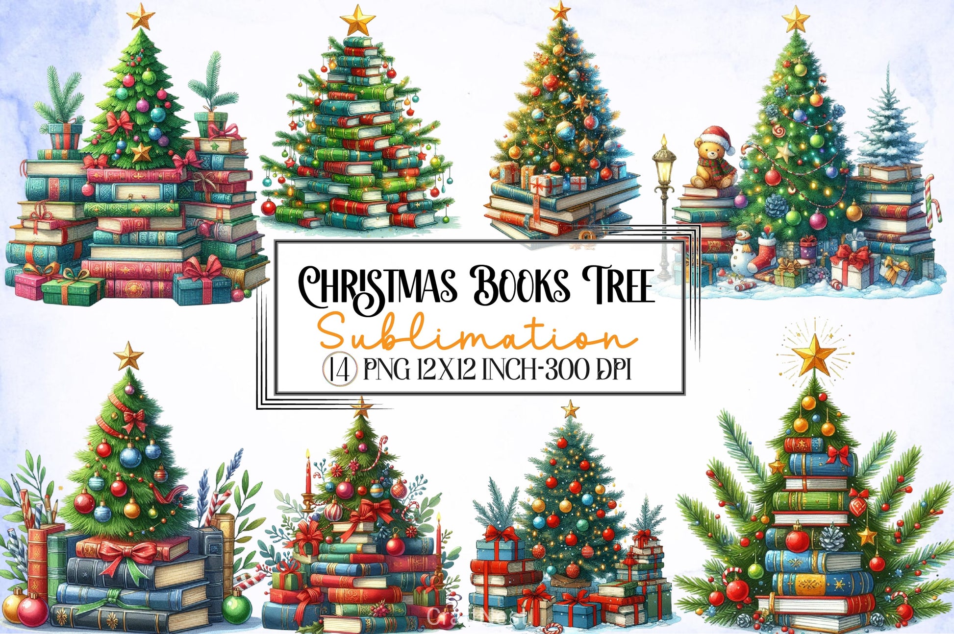 Christmas Books Tree Clipart Bundle - CraftNest - Digital Crafting and Art