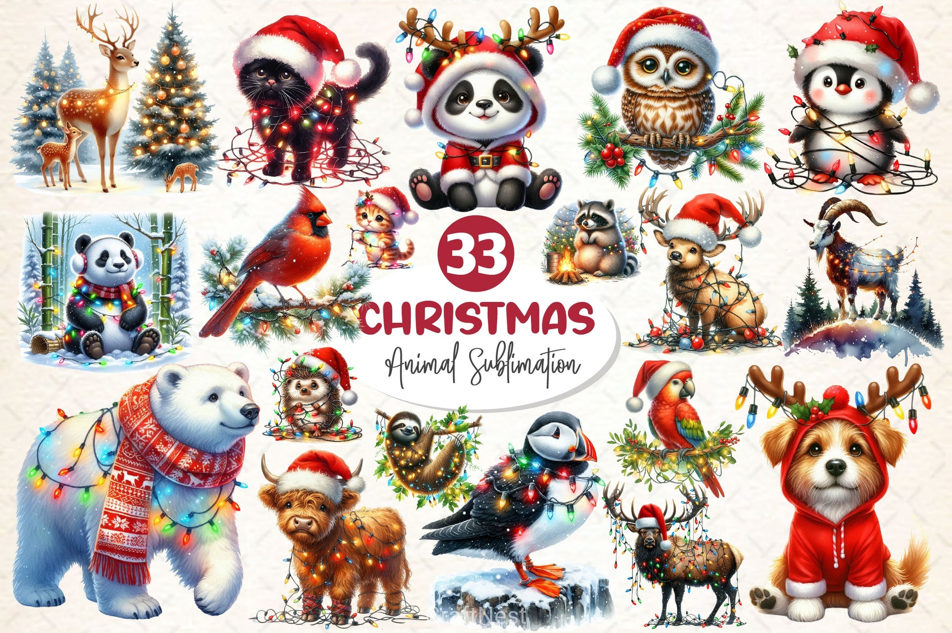 Christmas Animal Clipart Bundle 5 - CraftNest - Digital Crafting and Art