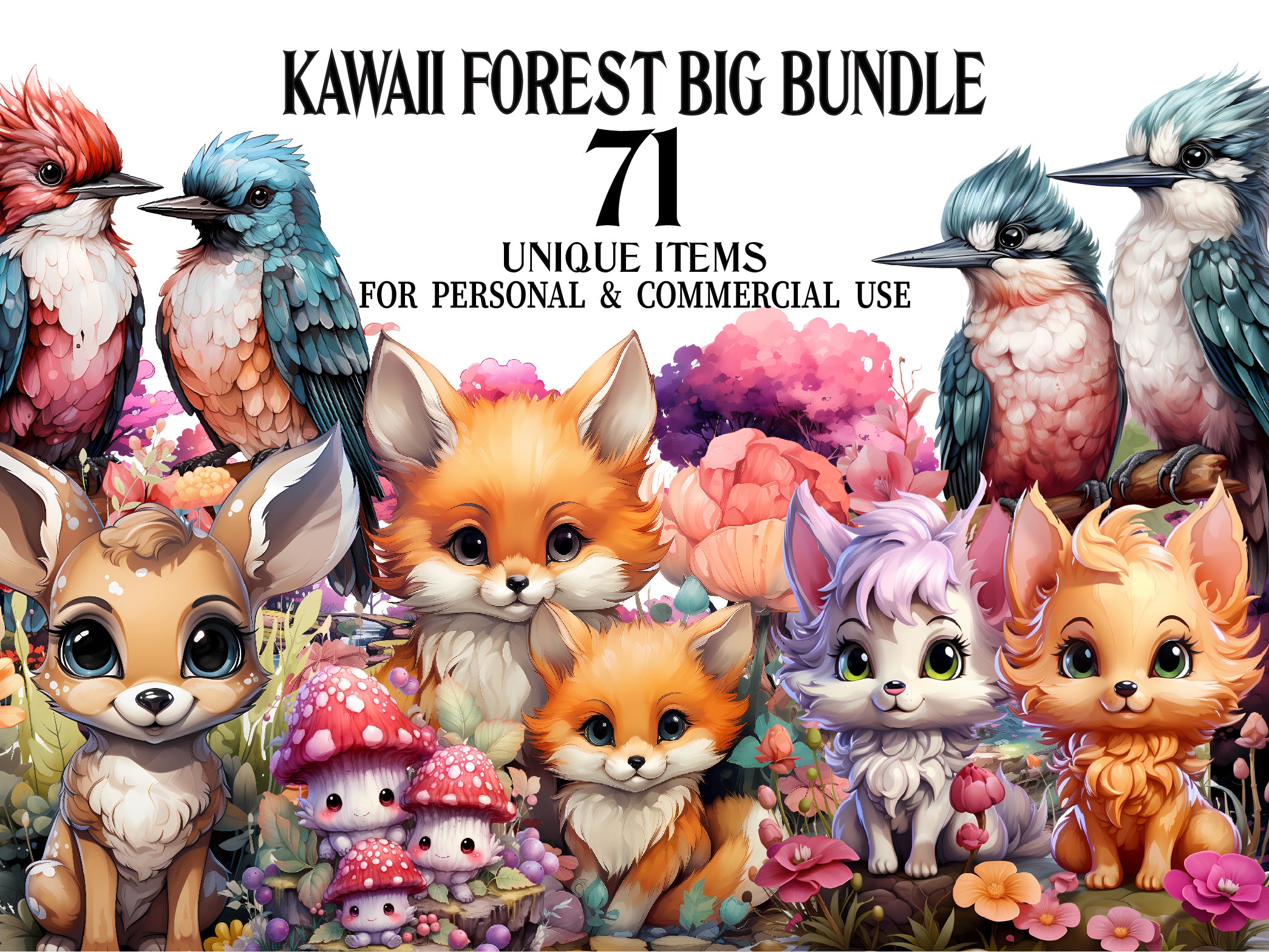 Kawaii Forest Clipart - CraftNest