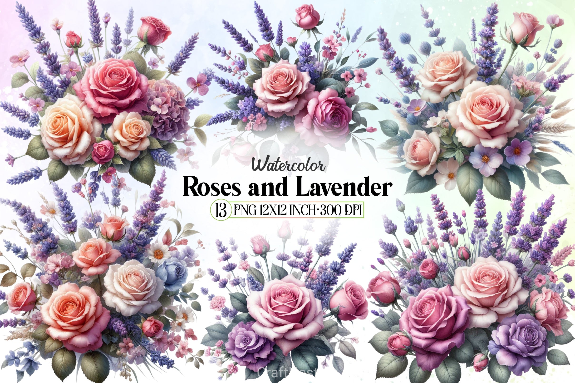Roses & Lavender Clipart Bundle - CraftNest - Digital Crafting and Art