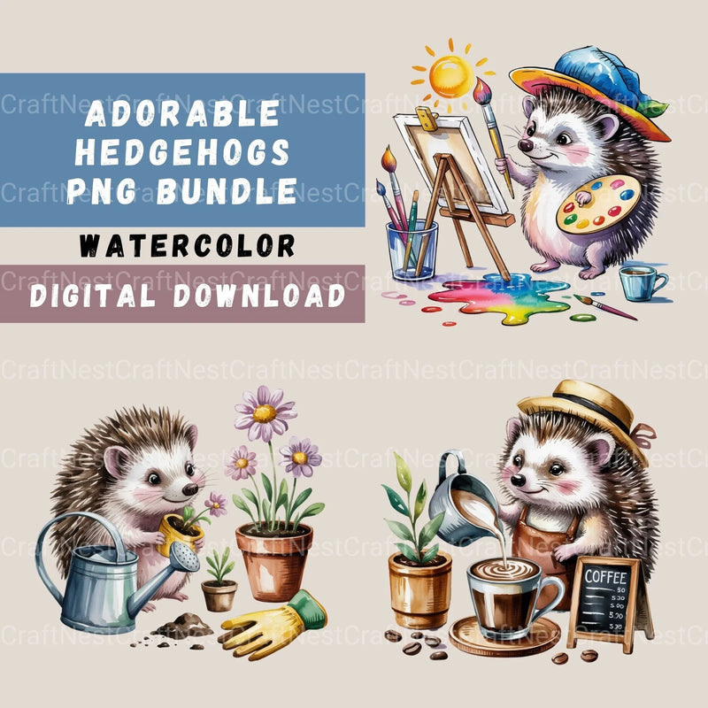 Hedgehogs Clipart Bundle - CraftNest - Digital Crafting and Art