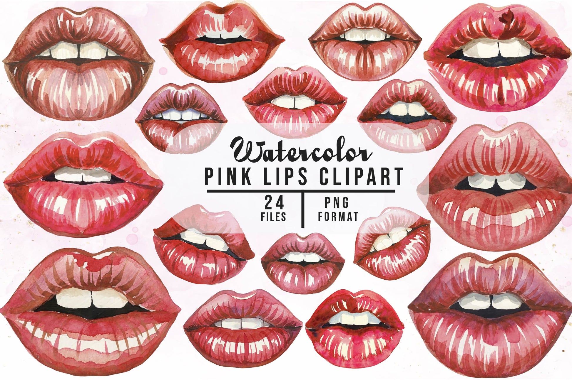 Red And Pink Lips Clipart Bundle - CraftNest - Digital Crafting and Art