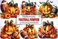 Halloween Football Pumpkin Clipart Bundle - CraftNest - Digital Crafting and Art