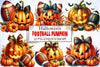 Halloween Football Pumpkin Clipart Bundle