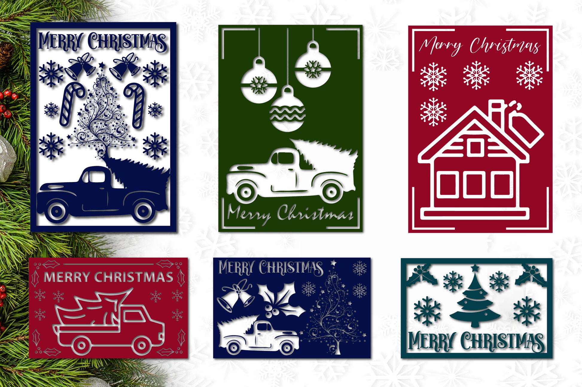 Merry Christmas Card SVG Bundle - CraftNest - Digital Crafting and Art