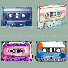 Vintage Cassette Tapes Clipart Bundle - CraftNest - Digital Crafting and Art