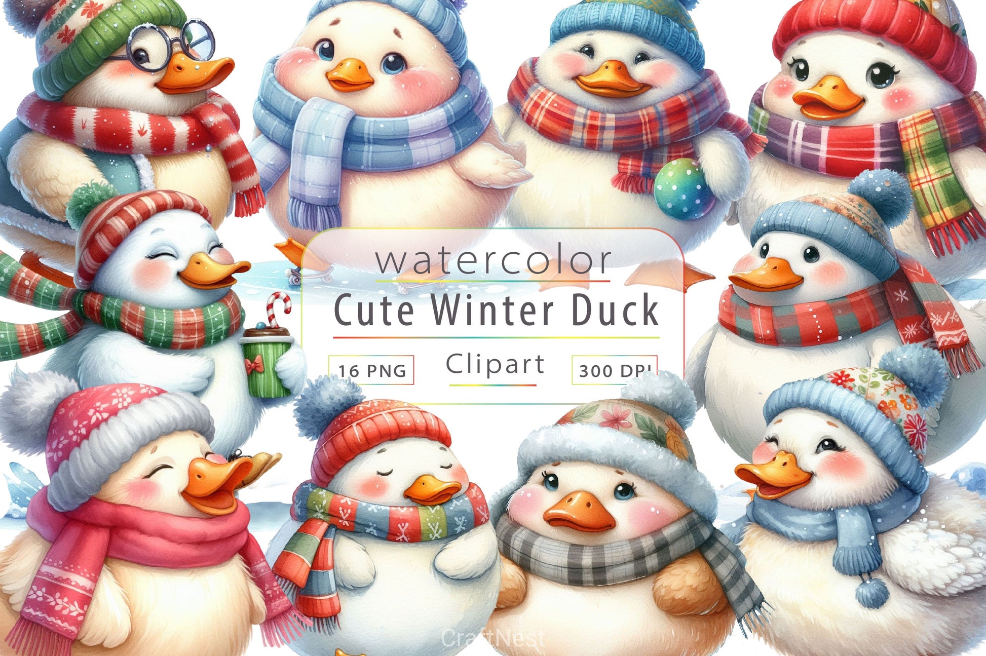 Cute Winter Duck Clipart Bundle - CraftNest - Digital Crafting and Art