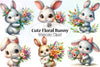 Floral Bunny Clipart Bundle
