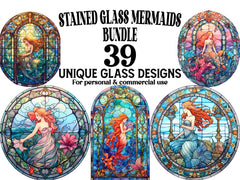 Stained Glass Mermaids Clipart - CraftNest