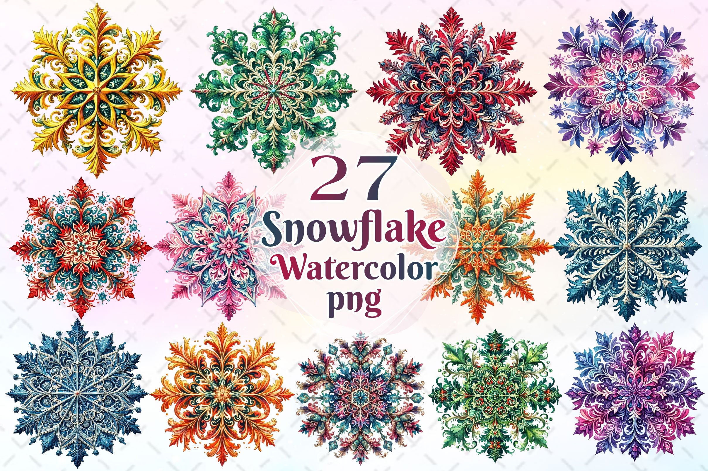 Snowflake Clipart Bundlec 3 - CraftNest - Digital Crafting and Art