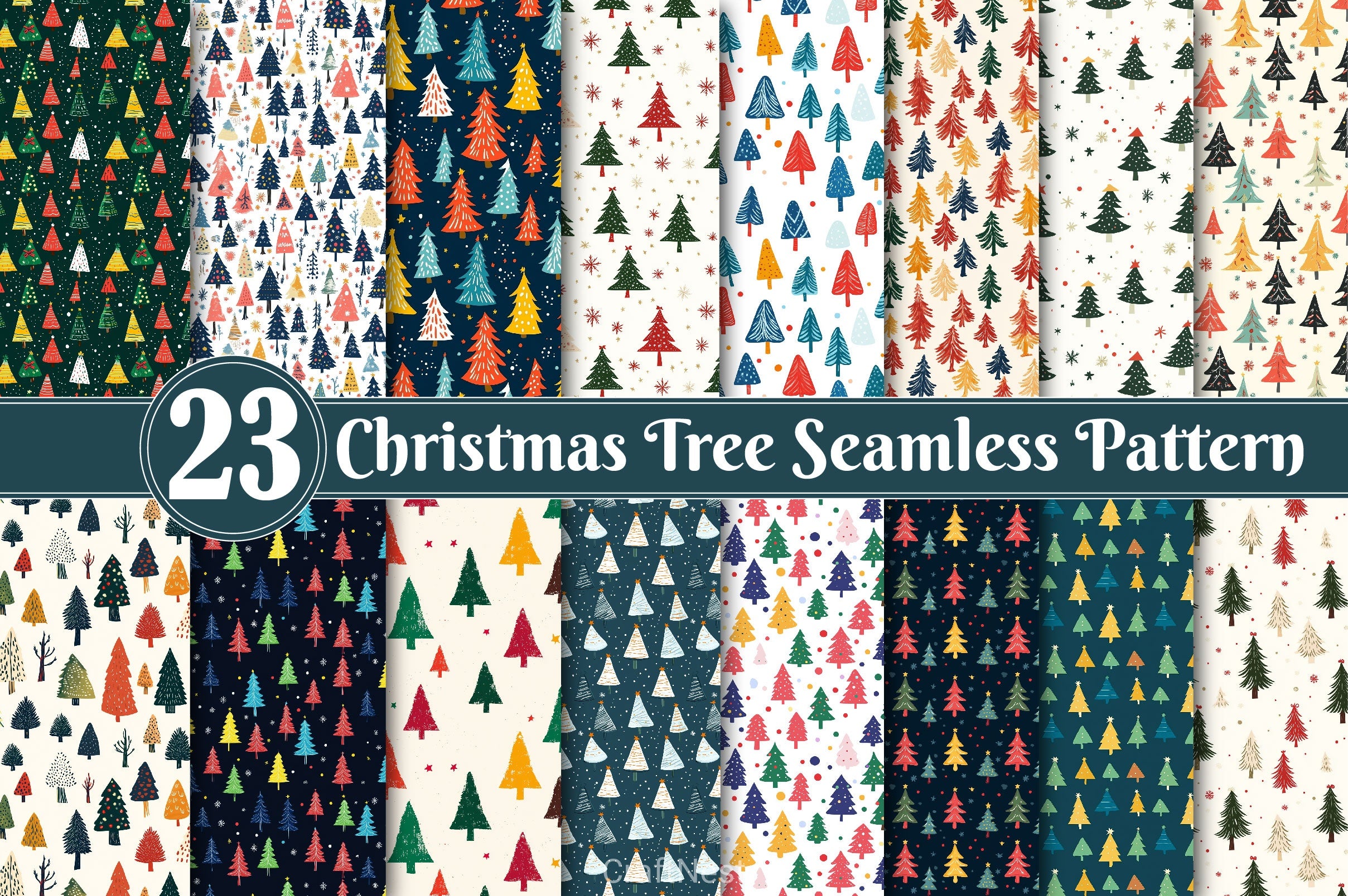 Christmas Tree Seamless Pattern Digital Paper - CraftNest - Digital Crafting and Art