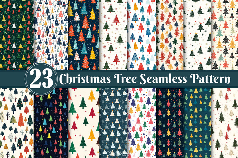 Christmas Tree Seamless Pattern Digital Paper - CraftNest - Digital Crafting and Art