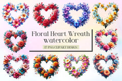 Floral Heart Wreath Clipart Bundle - CraftNest - Digital Crafting and Art