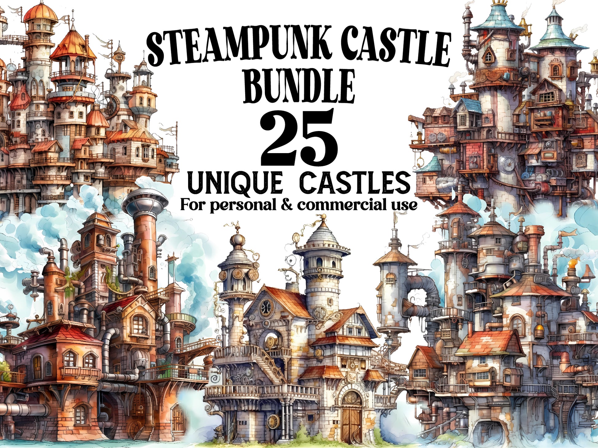 Steampunk Castles And Kingdom Clipart - CraftNest