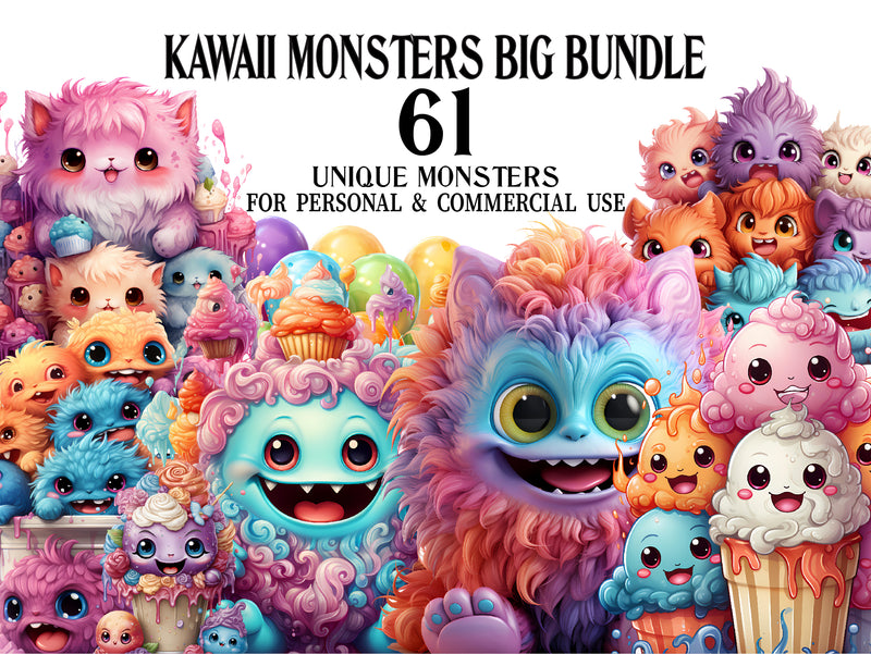 Kawaii Monsters Clipart - CraftNest