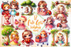 Cute Girl Ladybug Clipart Bundle