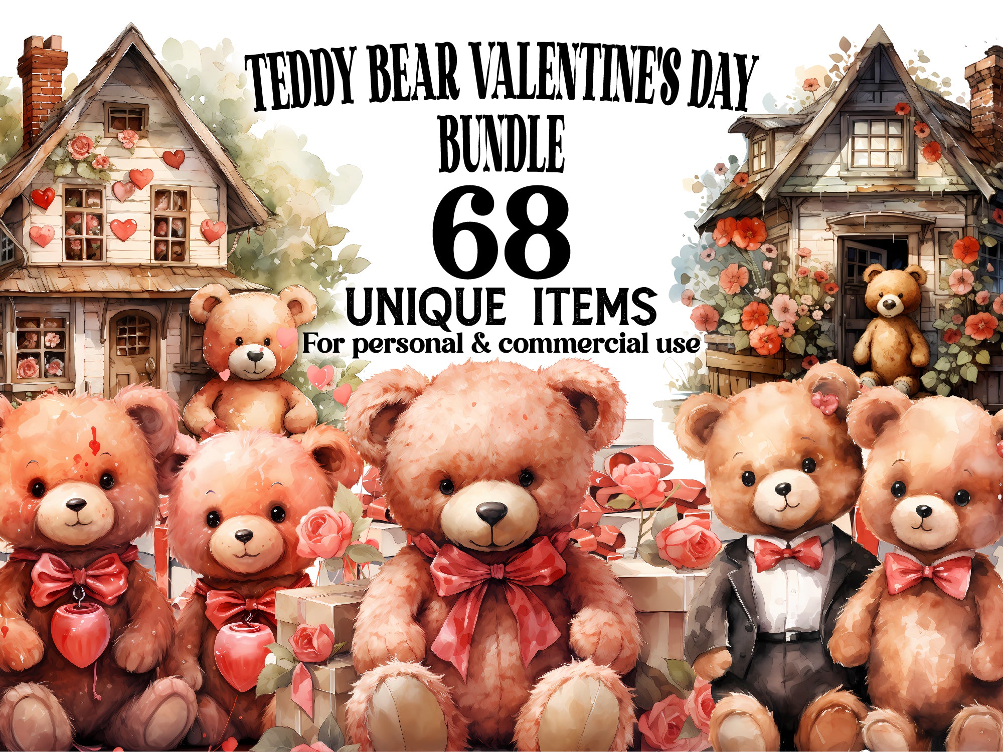 Teddy Bear Valentine Clipart - CraftNest