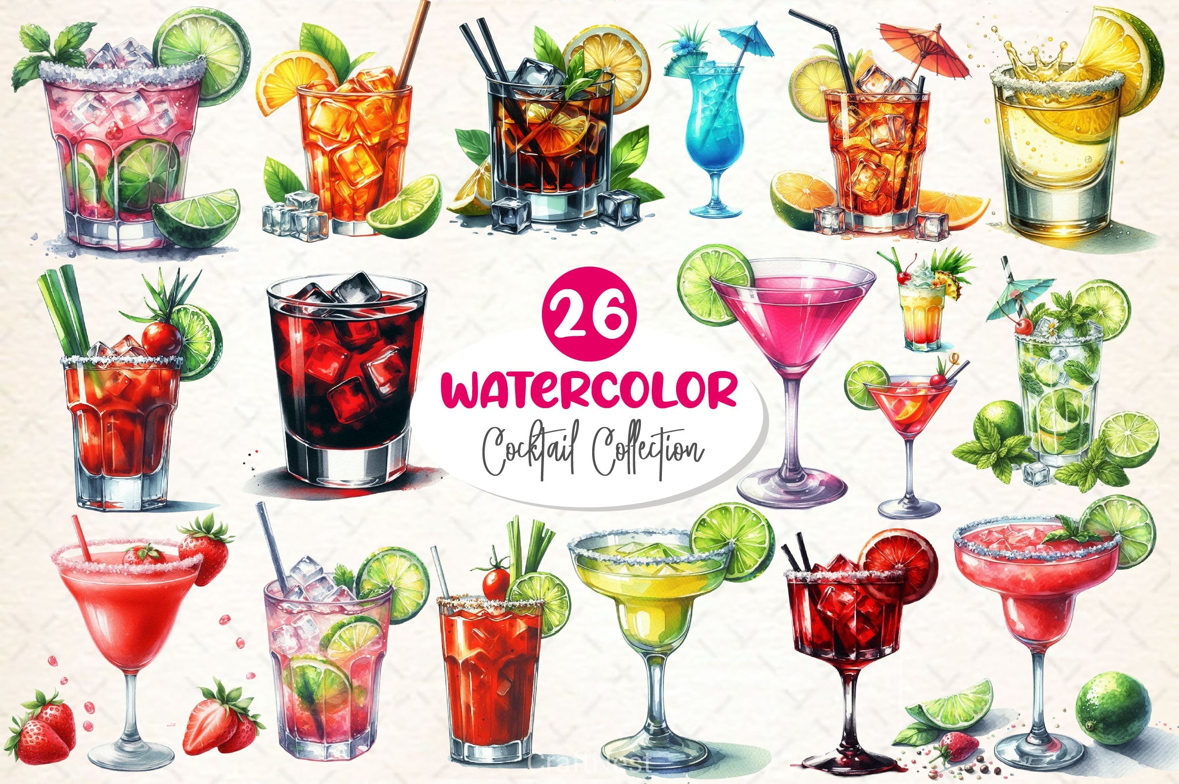 Cocktail Collection Clipart Bundle - CraftNest - Digital Crafting and Art