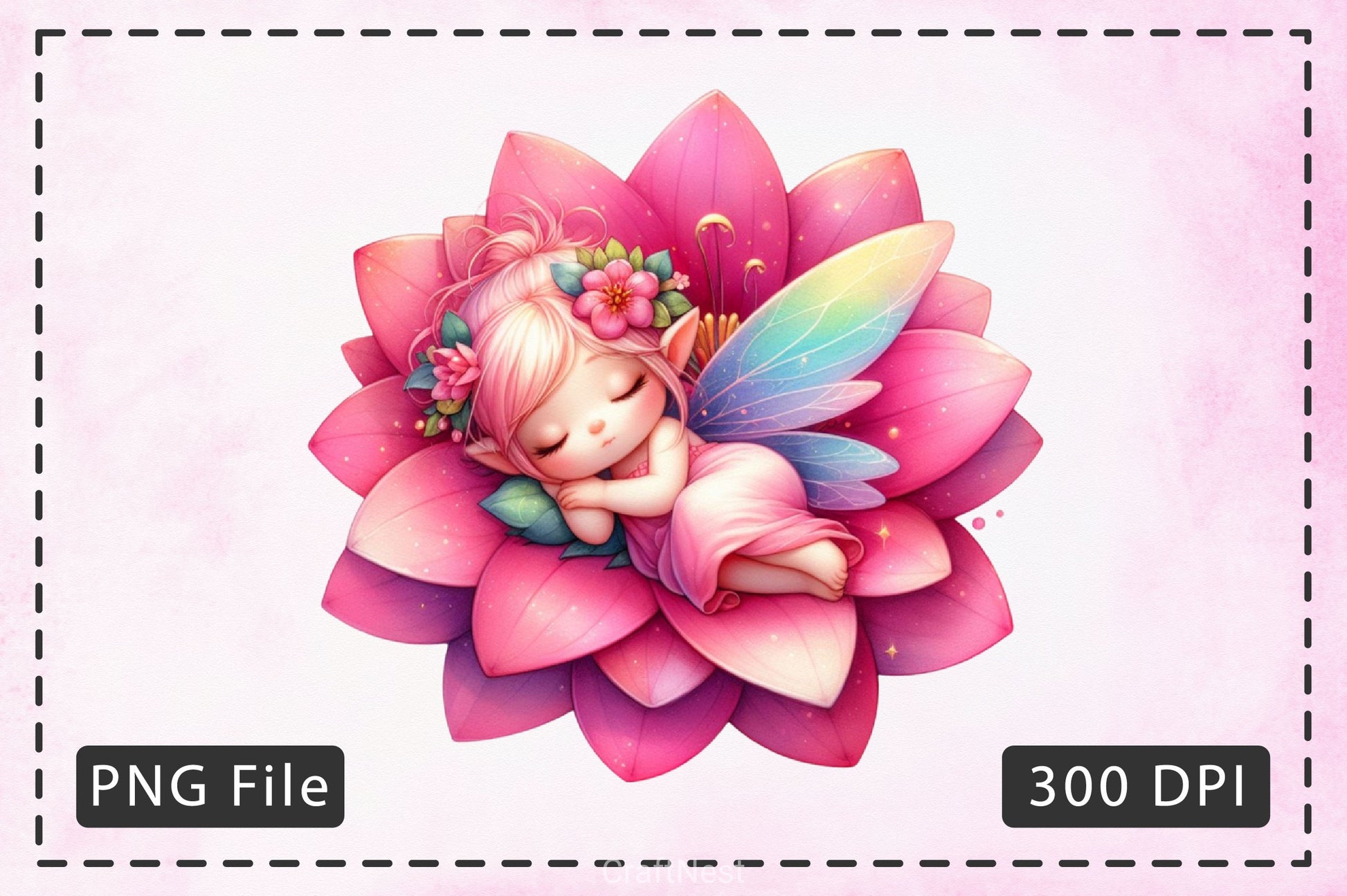 Baby Fairy Sleeping On Flower Clipart Bundle 4 - CraftNest - Digital Crafting and Art