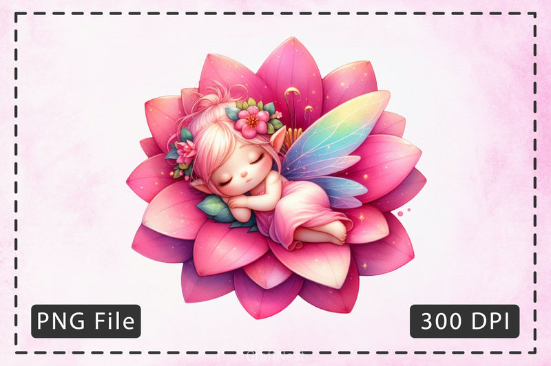 Baby Fairy Sleeping On Flower Clipart Bundle 4 - CraftNest - Digital Crafting and Art