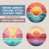 Retro Sunsets Circle Clipart Bundle