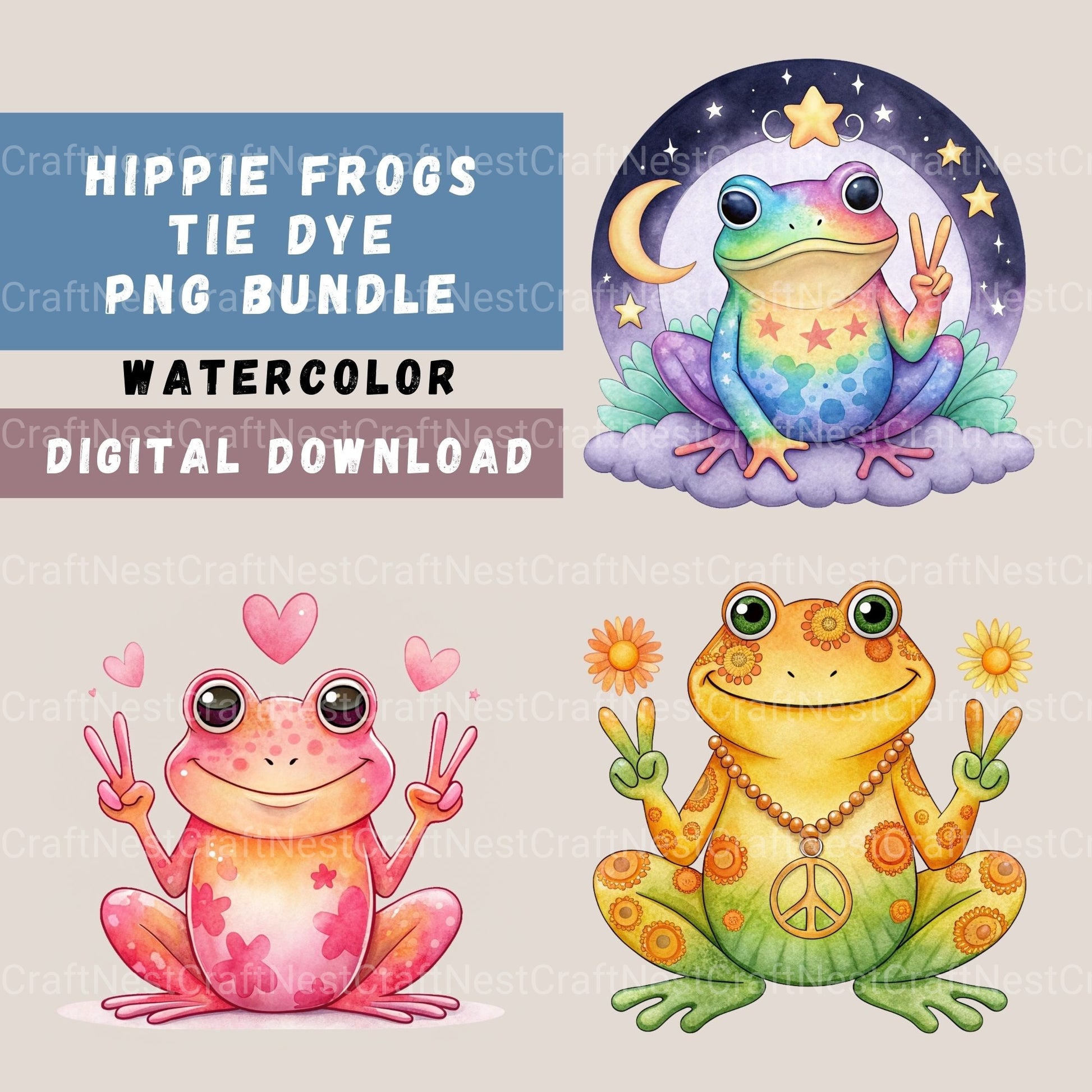 Frogs Peace Sign Clipart Bundle - CraftNest - Digital Crafting and Art