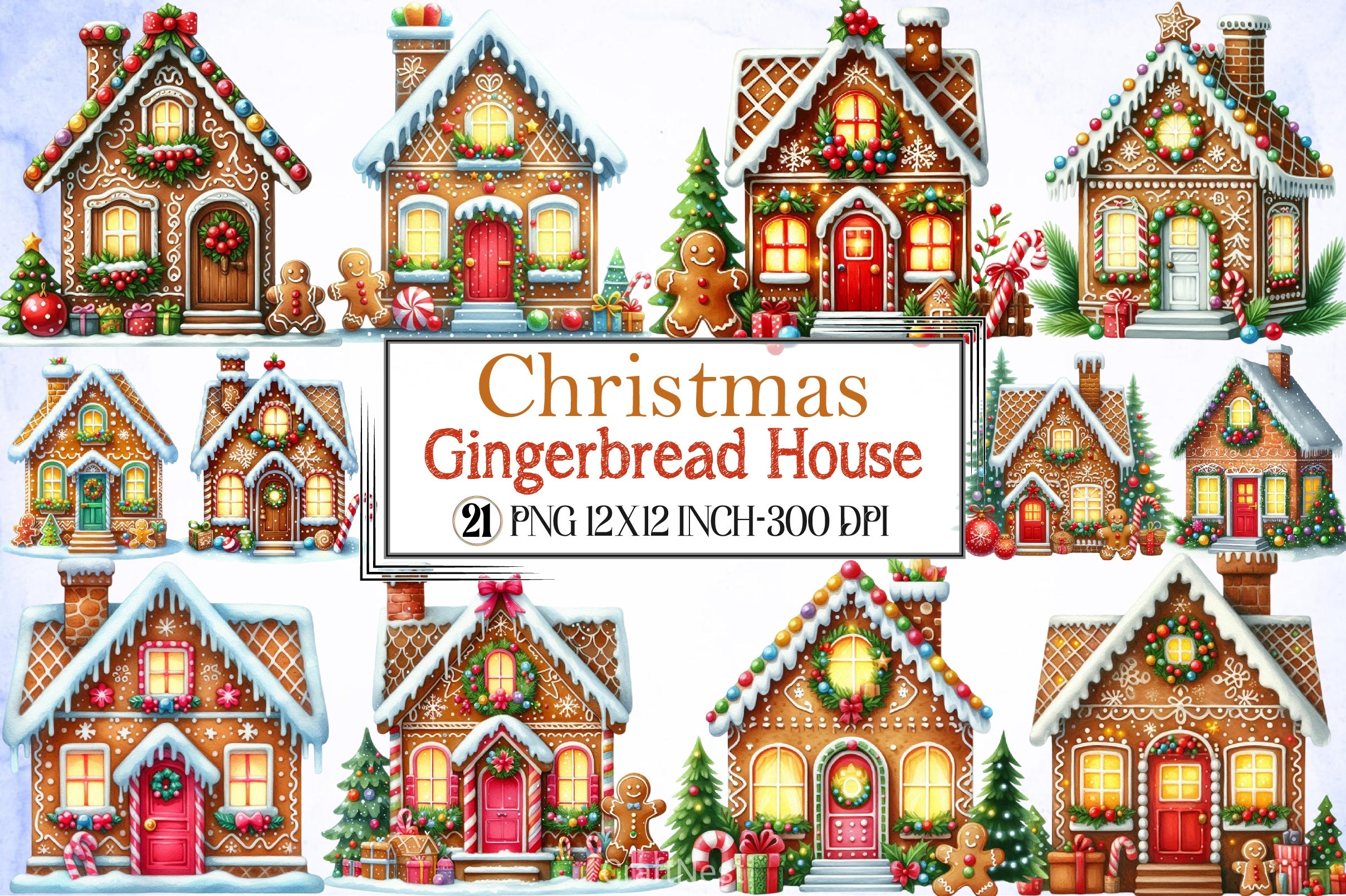 Christmas Gingerbread House Clipart Bundle - CraftNest - Digital Crafting and Art