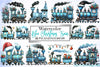 Blue Christmas Train Clipart Bundle