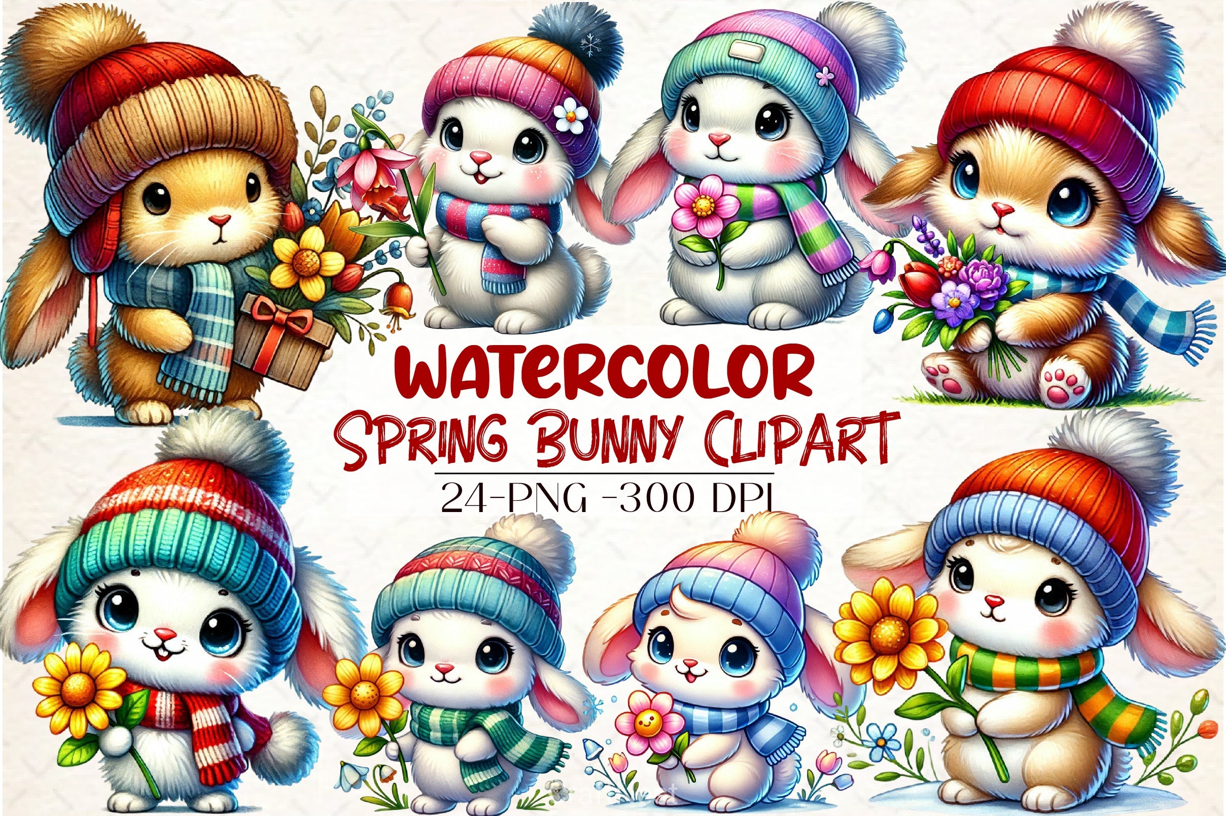 Spring Bunny Clipart Bundle - CraftNest - Digital Crafting and Art