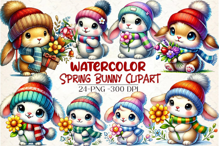 Spring Bunny Clipart Bundle