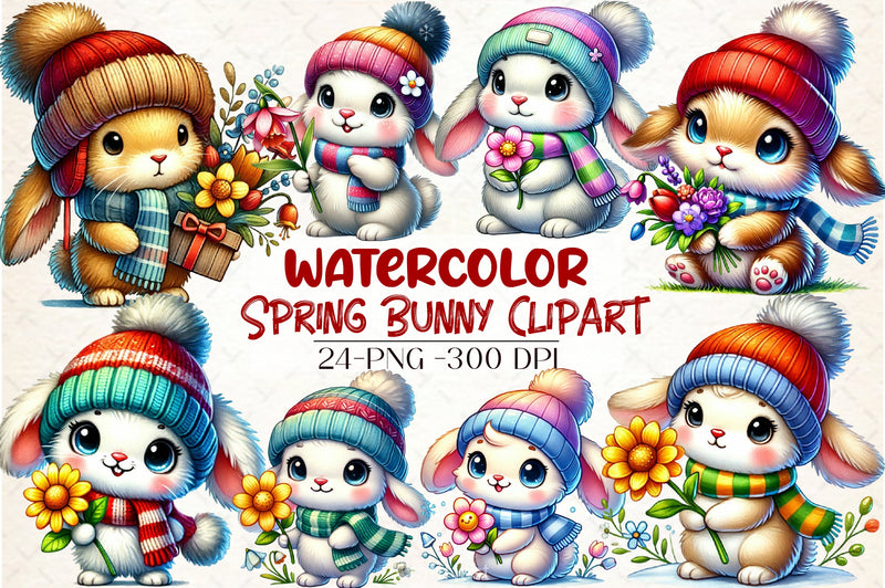 Spring Bunny Clipart Bundle - CraftNest - Digital Crafting and Art