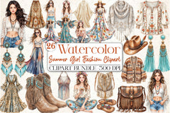 Summer Girl Fashion Clipart Bundle - CraftNest - Digital Crafting and Art