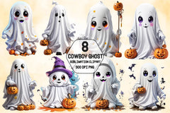 Retro Cowboy Ghost Clipart Bundle - CraftNest - Digital Crafting and Art