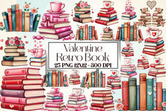 Retro Book Valentine Clipart Bundle - CraftNest - Digital Crafting and Art