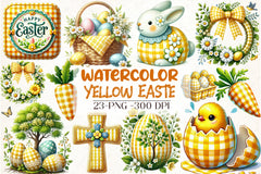 Yellow Easter Gingham Clipart Bundle - CraftNest - Digital Crafting and Art