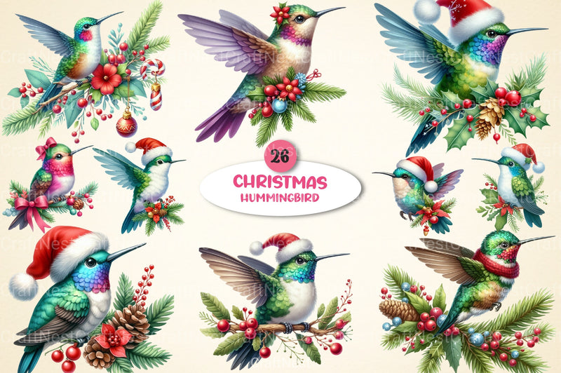 Christmas Hummingbird Clipart Bundle - CraftNest - Digital Crafting and Art