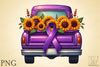 Purple Ribbon Cancer Truck Clipart Bundle 4