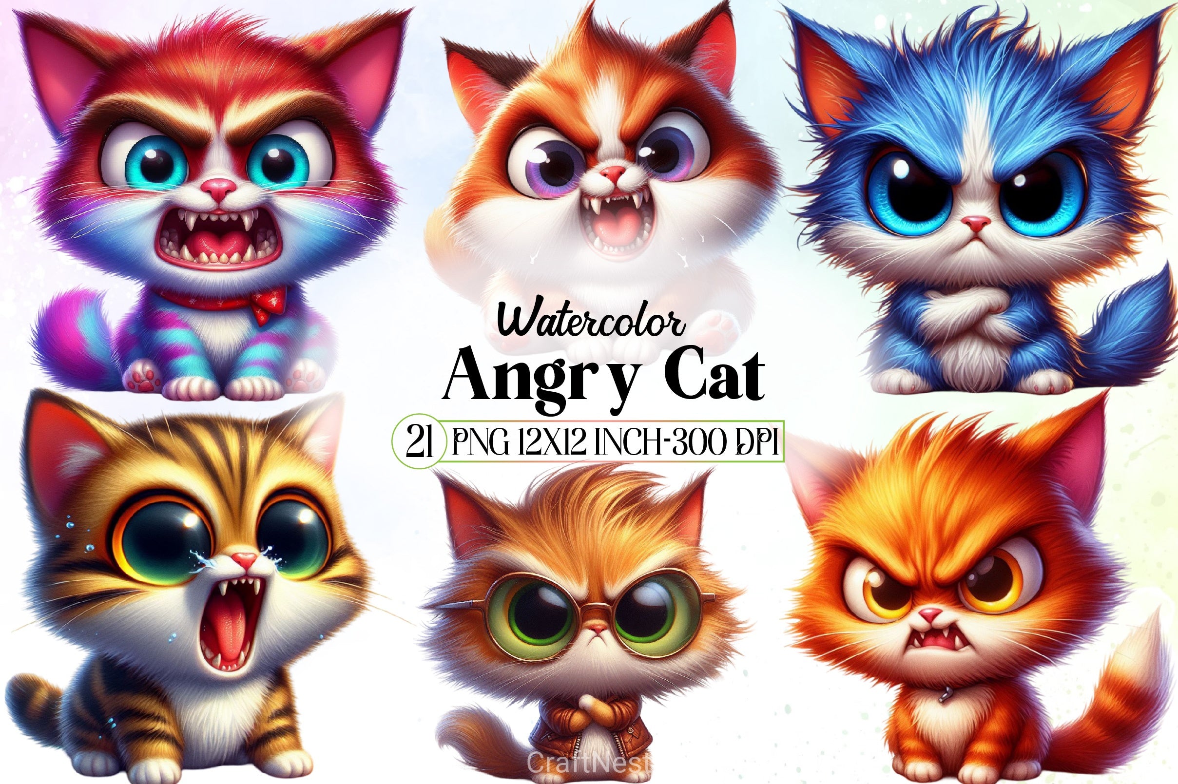 Angry Cat Clipart Bundle - CraftNest - Digital Crafting and Art