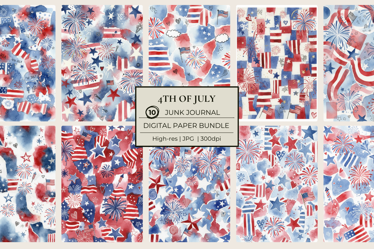 4th of July Junk Journal Papers