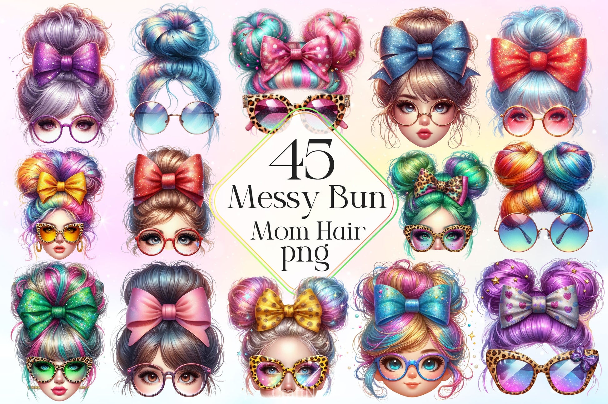 Messy Bun Mom Hair Clipart Bundle - CraftNest - Digital Crafting and Art