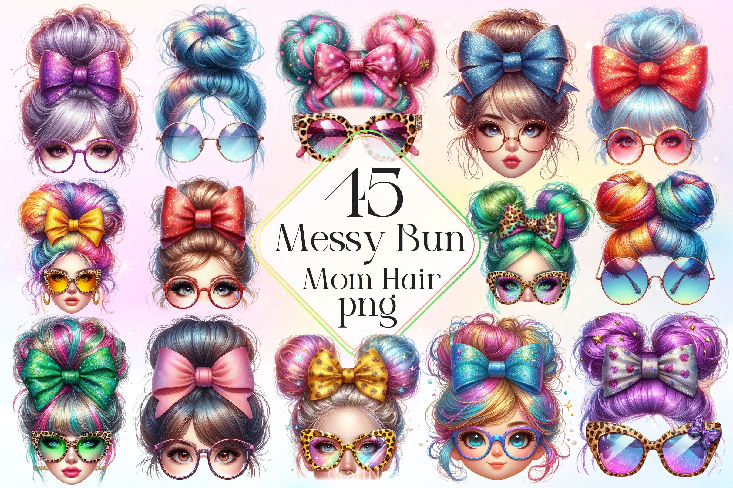 Messy Bun Mom Hair Clipart Bundle - CraftNest - Digital Crafting and Art