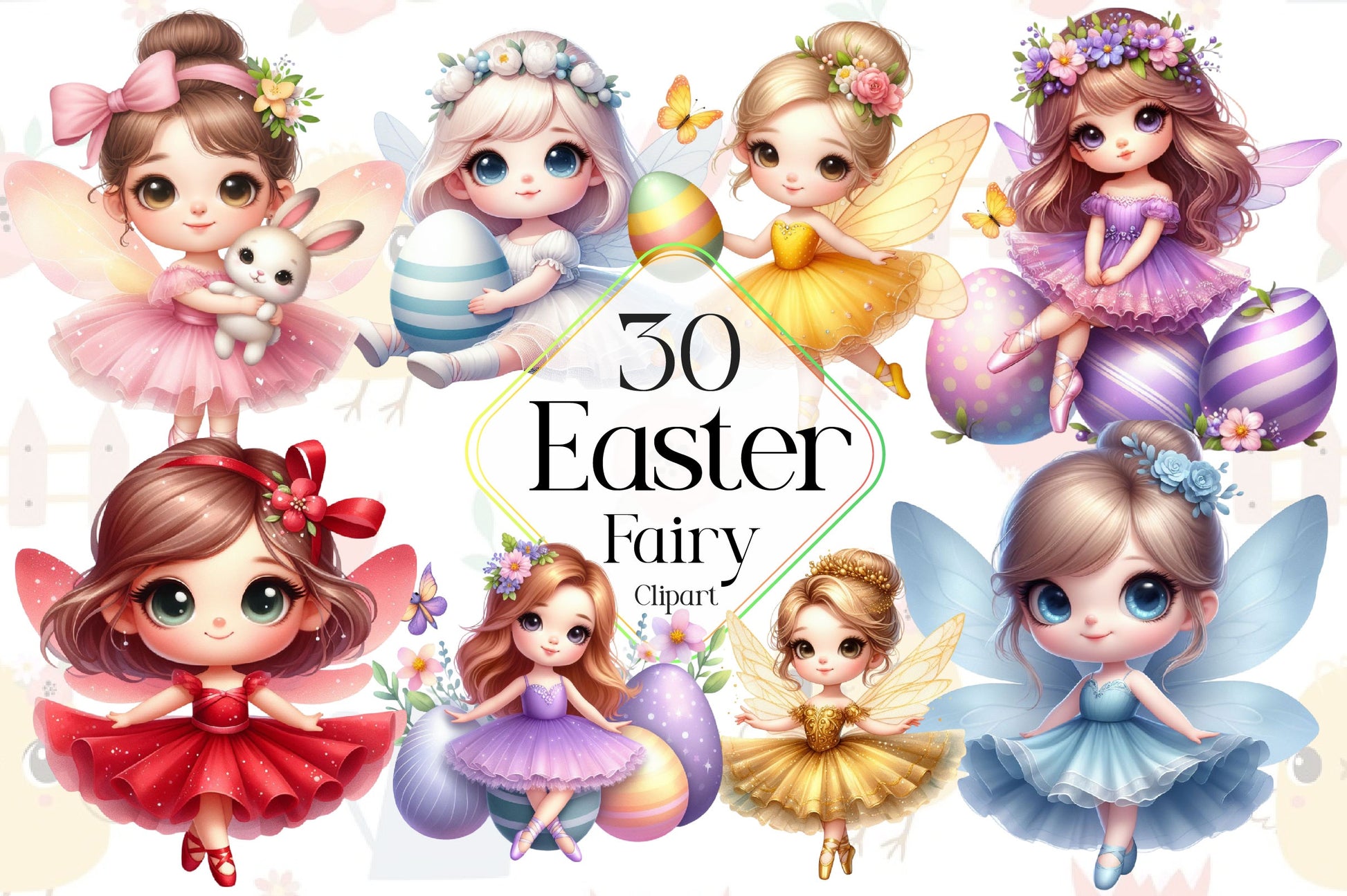 Easter Ballerina Fairy Clipart Bundle 2 - CraftNest - Digital Crafting and Art