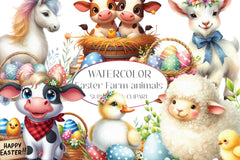 Easter Farm Animals Clipart Bundle - CraftNest - Digital Crafting and Art