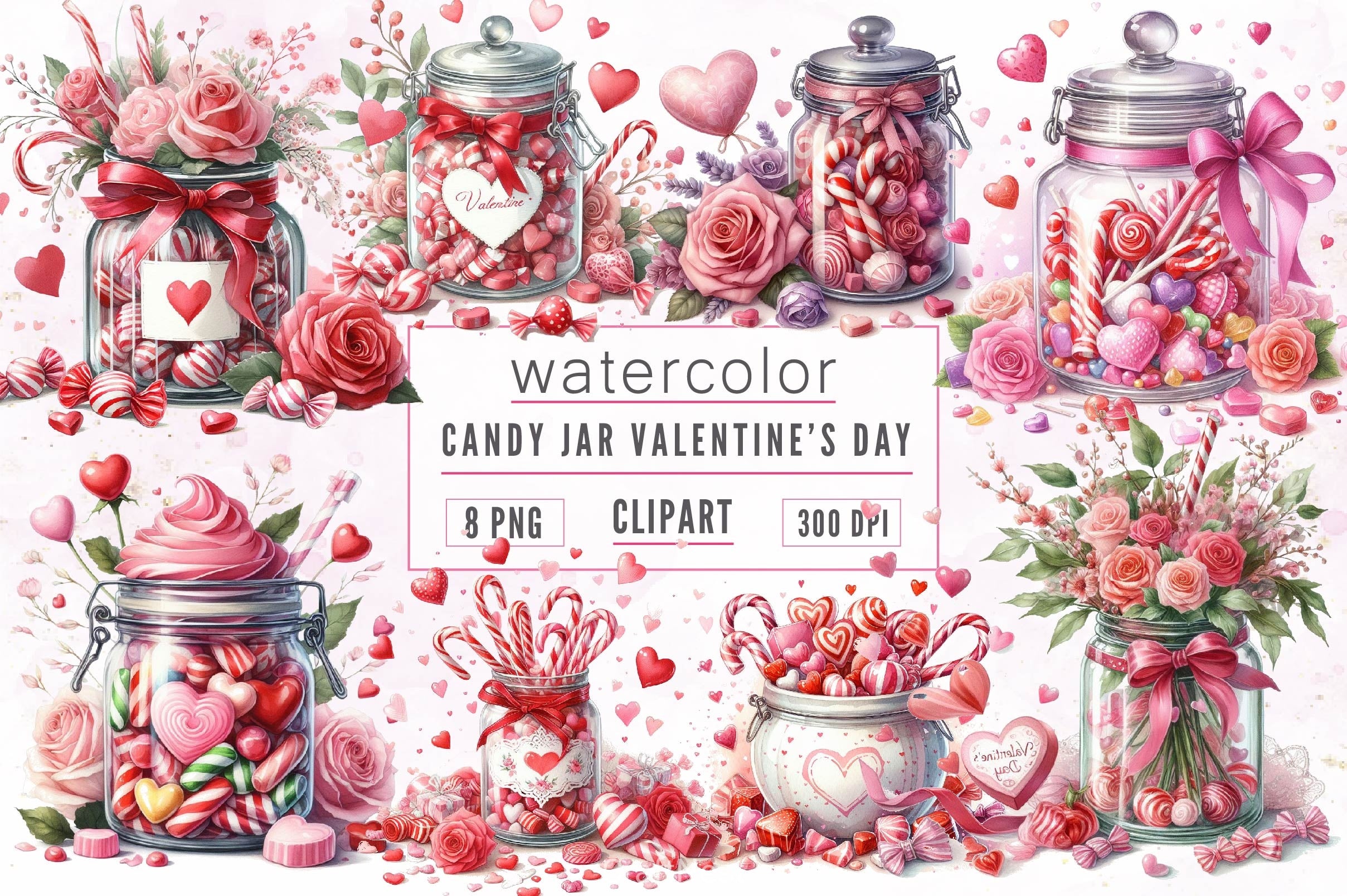 Sweet Candy In Jar Valentines Clipart Bundle - CraftNest - Digital Crafting and Art