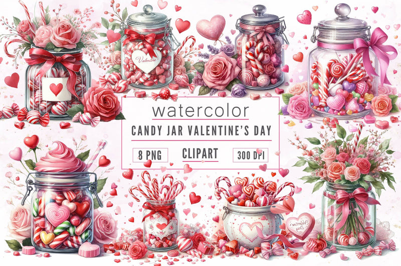 Sweet Candy In Jar Valentines Clipart Bundle - CraftNest - Digital Crafting and Art