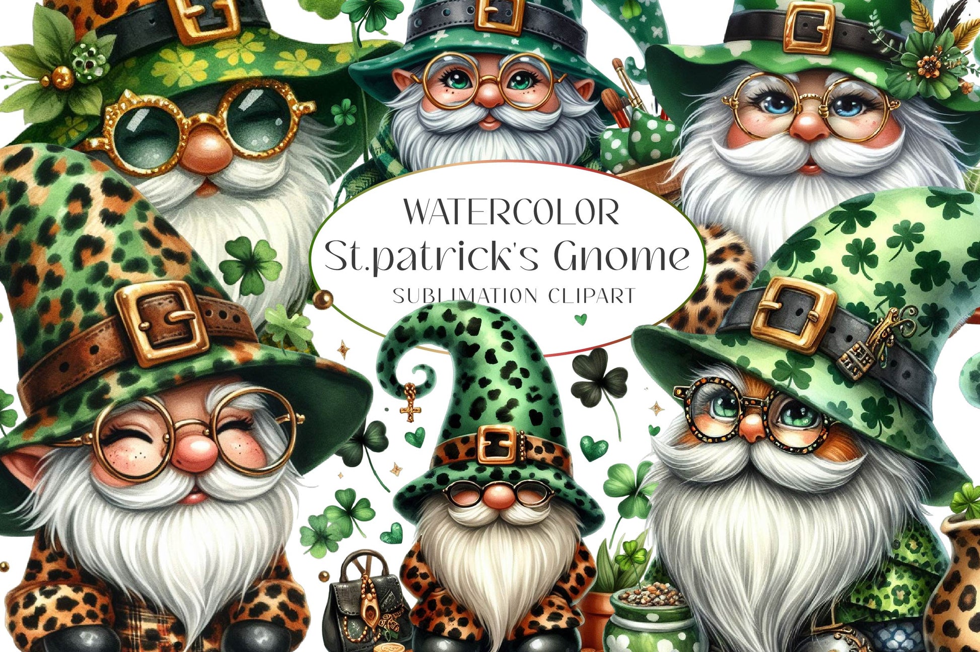 St Patrick's Gnome Clipart Bundle 1 - CraftNest - Digital Crafting and Art