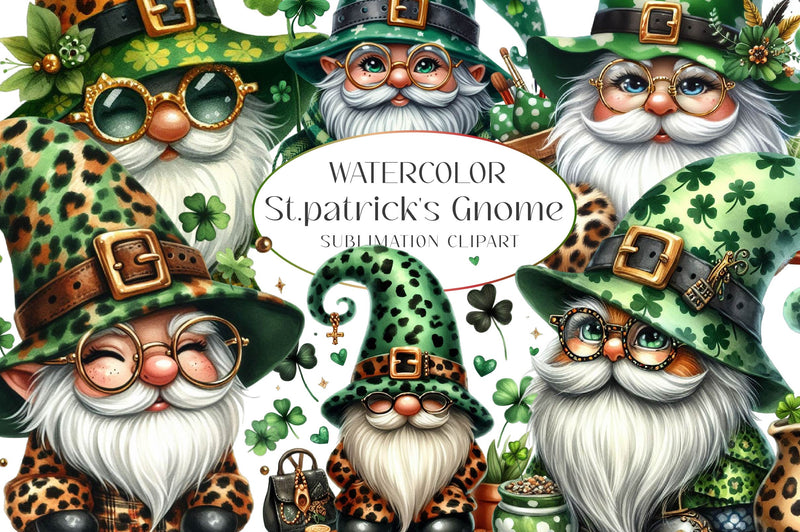 St Patrick's Gnome Clipart Bundle 1 - CraftNest - Digital Crafting and Art